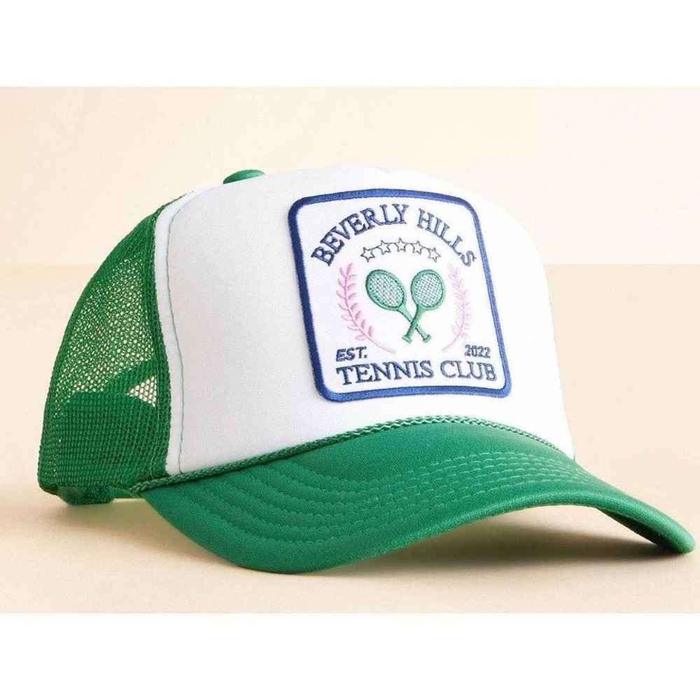 BUCKLE Trucker Hat OSFM White Green Beverly Hills Tennis Club Mesh Snapback NWT